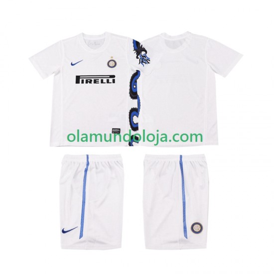 Camisola Inter de Milão Retro Criança Equipamento Segundo 2011 2010 Manga Curta